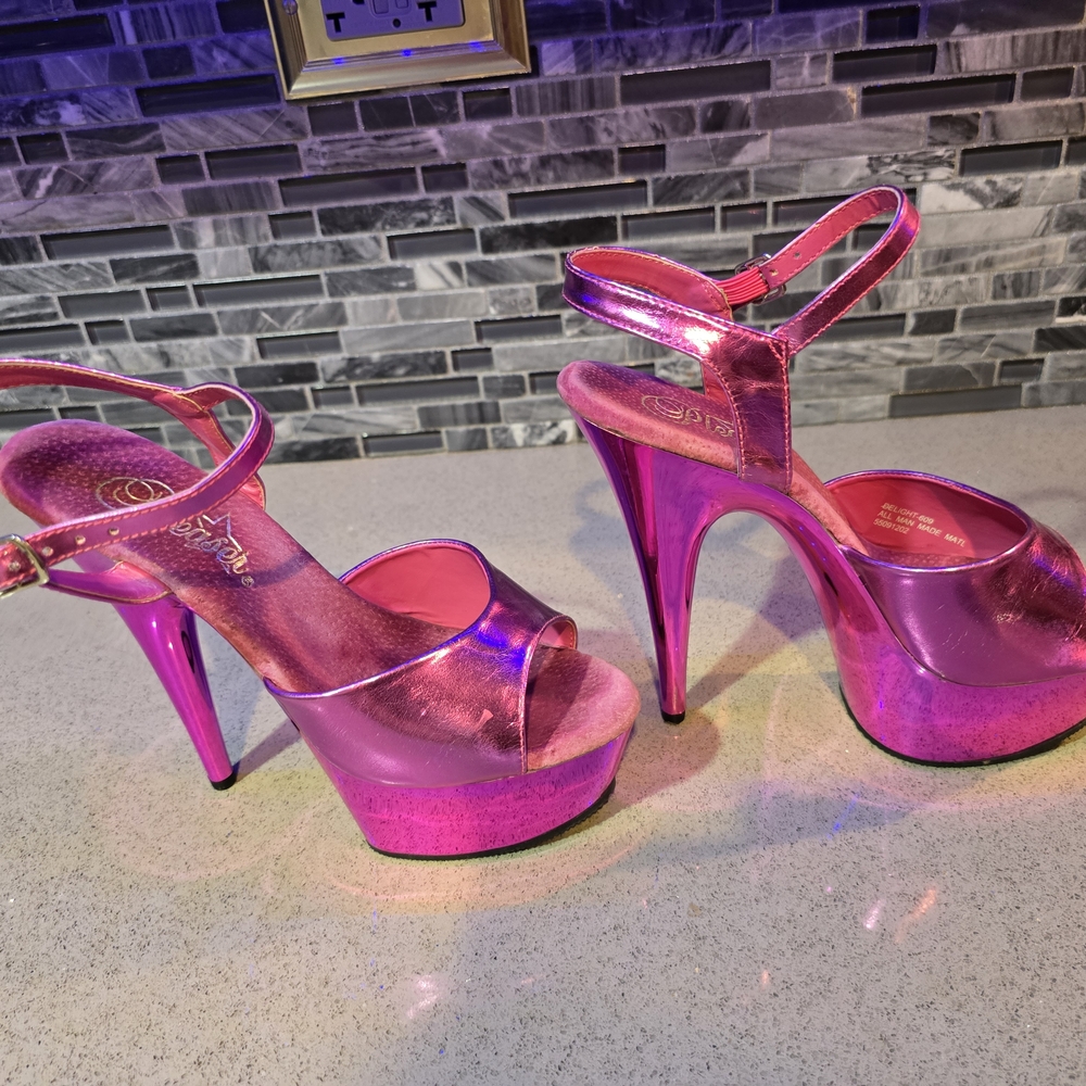 Pleaser Metallic Pink Platform Heels